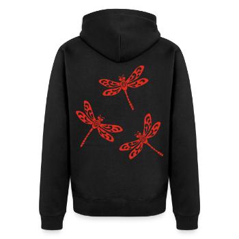 Trio of Red Dragonflies - Unisex Premium Organic Zip Hoodie - black - Back - Nico (187cm)