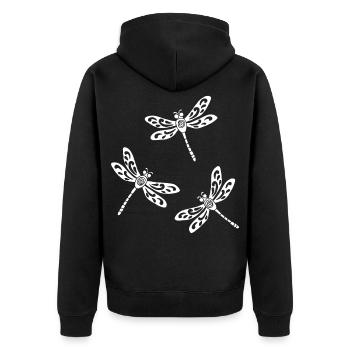 Trio of White Dragonflies - Unisex Premium Organic Zip Hoodie - black - Back - Nico (187cm)