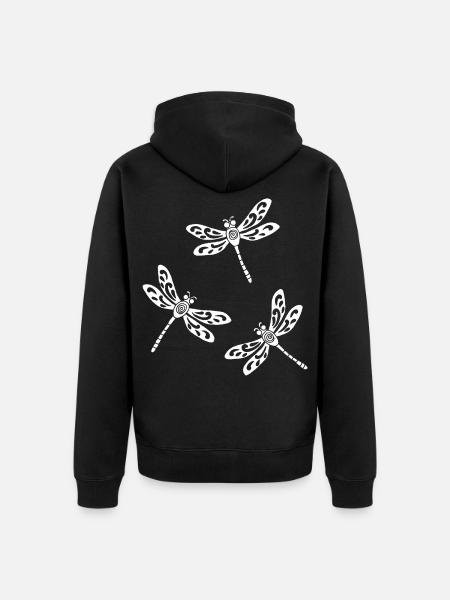 trio de libellules blanches - Veste à capuche bio Premium Unisexe - noir
