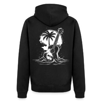 Ukulele Grafik - Unisex Premium Bio Zip Hoodie - Schwarz - Hinten - Nico (187cm)