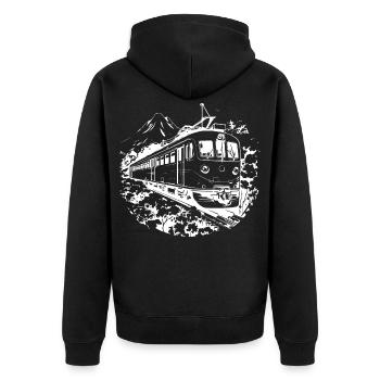 Railway Graphic - Unisex Premium Organic Zip Hoodie - black - Back - Nico (187cm)