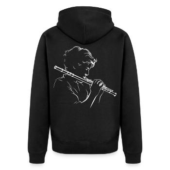 Flûte Garçon Line Art - Veste à capuche bio Premium Unisexe - noir - Dos - Nico (187cm)