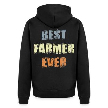 Bester Landwirt aller Zeiten - Unisex Premium Bio Zip Hoodie - Schwarz - Hinten - Nico (187cm)