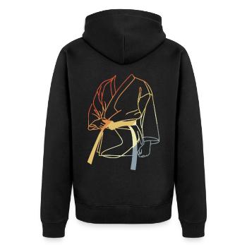 Karateka Drawing Vintage Look - Unisex Premium Organic Zip Hoodie - black - Back - Nico (187cm)