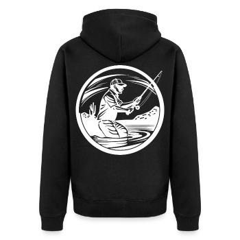Dessin de pêche - Veste à capuche bio Premium Unisexe - noir - Dos - Nico (187cm)