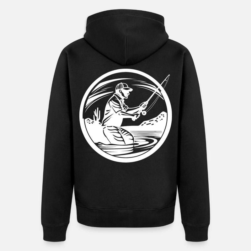 Dessin de pêche - Veste à capuche bio Premium Unisexe - noir