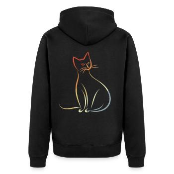 Cat Sketch Retro - Unisex Premium Organic Zip Hoodie - black - Back - Nico (187cm)