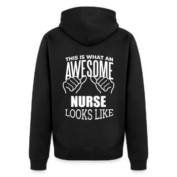 Krankenschwester - Unisex Premium Bio Zip Hoodie - Schwarz - Hinten - Nico (187cm)