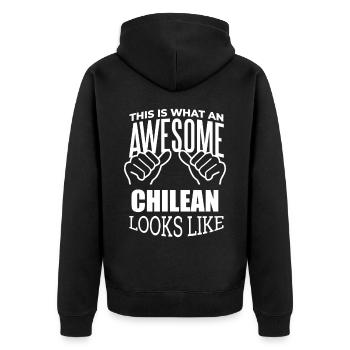 Chile - Unisex Premium Organic Zip Hoodie - black - Back - Nico (187cm)