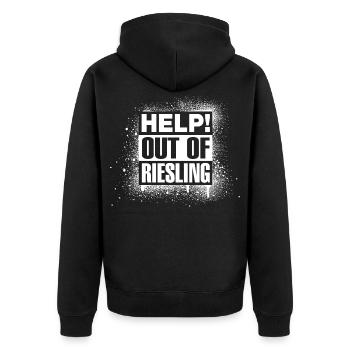 HELP! Out of Riesling - Unisex Premium Organic Zip Hoodie - black - Back - Nico (187cm)