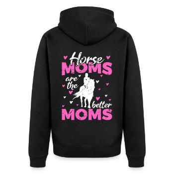 Pferde Mütter sind die besseren Mütter - Unisex Premium Bio Zip Hoodie - Schwarz - Hinten - Nico (187cm)