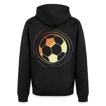 Fußball Zeichnung Retro Style - Unisex Premium Bio Zip Hoodie - Schwarz - Hinten - Nico (187cm)