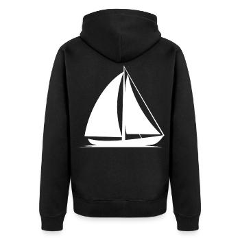 Segelboot Line Art - Unisex Premium Bio Zip Hoodie - Schwarz - Hinten - Nico (187cm)
