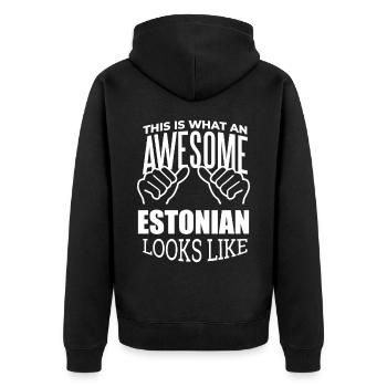 Estland - Unisex Premium Bio Zip Hoodie - Schwarz - Hinten - Nico (187cm)
