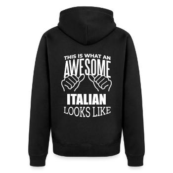 Italien, Italien, Italien - Unisex Premium Bio Zip Hoodie - Schwarz - Hinten - Nico (187cm)