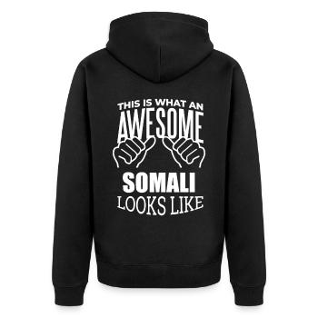 Somalia - Unisex Premium Bio Zip Hoodie - Schwarz - Hinten - Nico (187cm)