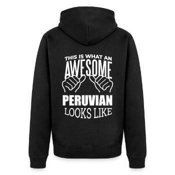 Peru - Unisex Premium Bio Zip Hoodie - Schwarz - Hinten - Nico (187cm)