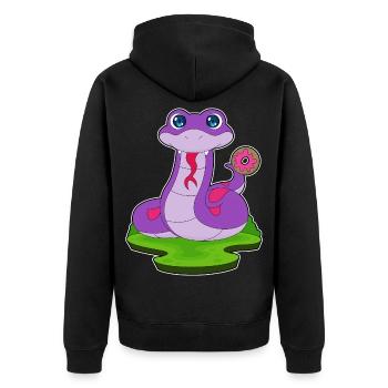 Schlange Donut - Unisex Premium Bio Zip Hoodie - Schwarz - Hinten - Nico (187cm)
