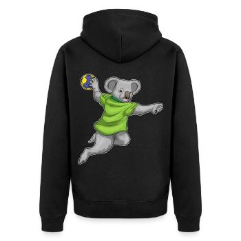 Koala Handball Player Handball - Unisex Premium Organic Zip Hoodie - black - Back - Nico (187cm)