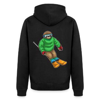Faultier Skifahrer Ski - Unisex Premium Bio Zip Hoodie - Schwarz - Hinten - Nico (187cm)
