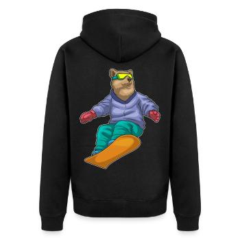 Bear Snowboarder Snowboard - Unisex Premium Organic Zip Hoodie - black - Back - Nico (187cm)