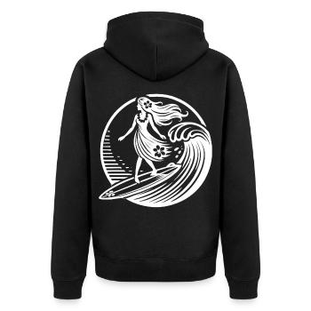 Plage florale vintage de Surf Girl hawaïenne - Veste à capuche bio Premium Unisexe - noir - Dos - Nico (187cm)