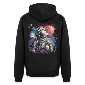 Astronaute cool au look rétro - Veste à capuche bio Premium Unisexe - noir - Dos - Nico (187cm)