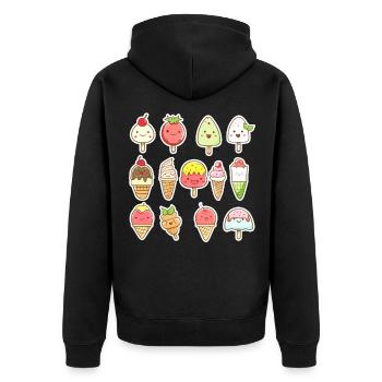 Ice Cream Cartoon Look - Unisex Premium Organic Zip Hoodie - black - Back - Nico (187cm)