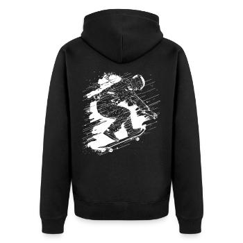 Skateboarder - Unisex Premium Bio Zip Hoodie - Schwarz - Hinten - Nico (187cm)