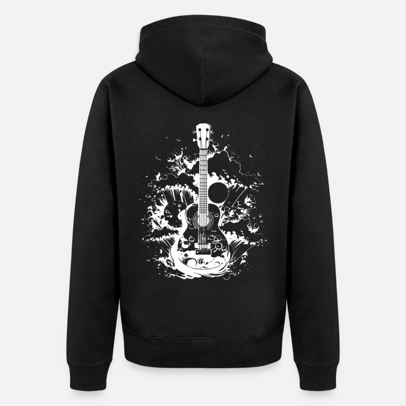 Dessin de ukulélé - Veste à capuche bio Premium Unisexe - noir
