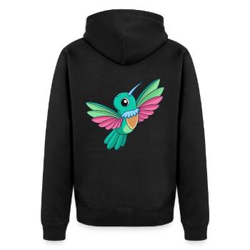 Colibri Mascotte mignonne Personnage de dessin animé Kawaii - Veste à capuche bio Premium Unisexe - noir - Dos - Nico (187cm)