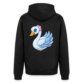 Swan Cute Mascot Cartoon Character Kawaii - Unisex Premium Organic Zip Hoodie - black - Back - Nico (187cm)