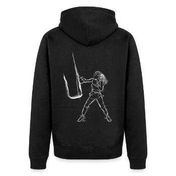 Boxer Sketch - Unisex Premium Organic Zip Hoodie - black - Back - Nico (187cm)