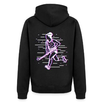 Dessin de fille de hockey - Veste à capuche bio Premium Unisexe - noir - Dos - Nico (187cm)