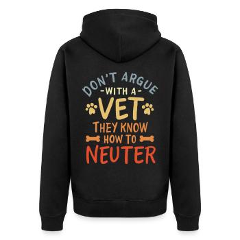 Don't discuss with a veterinarian - Unisex Premium Organic Zip Hoodie - black - Back - Nico (187cm)