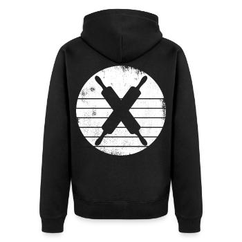 Rolling pin - Unisex Premium Organic Zip Hoodie - black - Back - Nico (187cm)