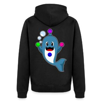 Dolphin juggler juggling - Unisex Premium Organic Zip Hoodie - black - Back - Nico (187cm)