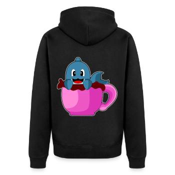 Dolphin Coffee Mug - Unisex Premium Organic Zip Hoodie - black - Back - Nico (187cm)