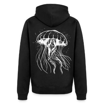 Motif Méduse Blanche - Méduse - Veste à capuche bio Premium Unisexe - noir - Dos - Nico (187cm)