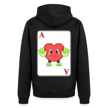 Heart Poker Poker Cards - Unisex Premium Organic Zip Hoodie - black - Back - Nico (187cm)
