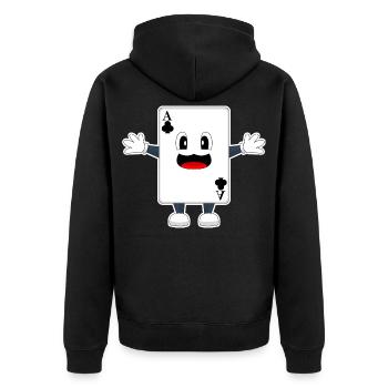 Poker Pokerkarten - Unisex Premium Bio Zip Hoodie - Schwarz - Hinten - Nico (187cm)