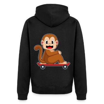 Monkey Skater Skateboard - Unisex Premium Organic Zip Hoodie - black - Back - Nico (187cm)