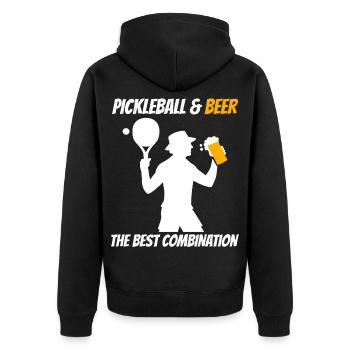 Pickleball et bière : la meilleure combinaison - Veste à capuche bio Premium Unisexe - noir - Dos - Nico (187cm)