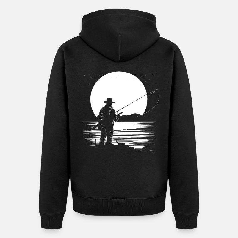 Graphiques de pêche - Veste à capuche bio Premium Unisexe - noir