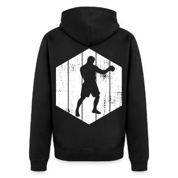 Boxer Sketch - Unisex Premium Organic Zip Hoodie - black - Back - Nico (187cm)