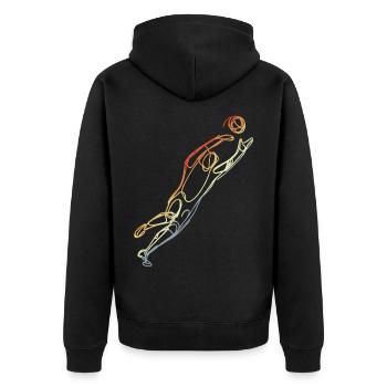 Torwart Skizze - Unisex Premium Bio Zip Hoodie - Schwarz - Hinten - Nico (187cm)