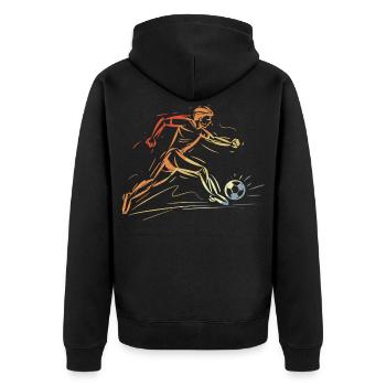 Fußballspieler Zeichnung Retro - Unisex Premium Bio Zip Hoodie - Schwarz - Hinten - Nico (187cm)