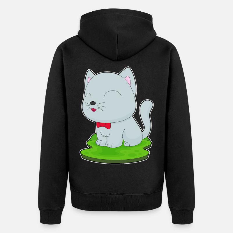 Katze Fliege - Unisex Premium Bio Zip Hoodie - Schwarz