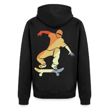 Graphique de skateboarder vintage - Veste à capuche bio Premium Unisexe - noir - Dos - Nico (187cm)