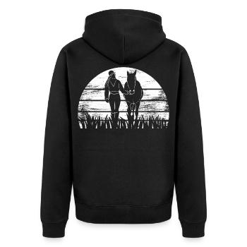 Pferd Mädchen - Unisex Premium Bio Zip Hoodie - Schwarz - Hinten - Nico (187cm)